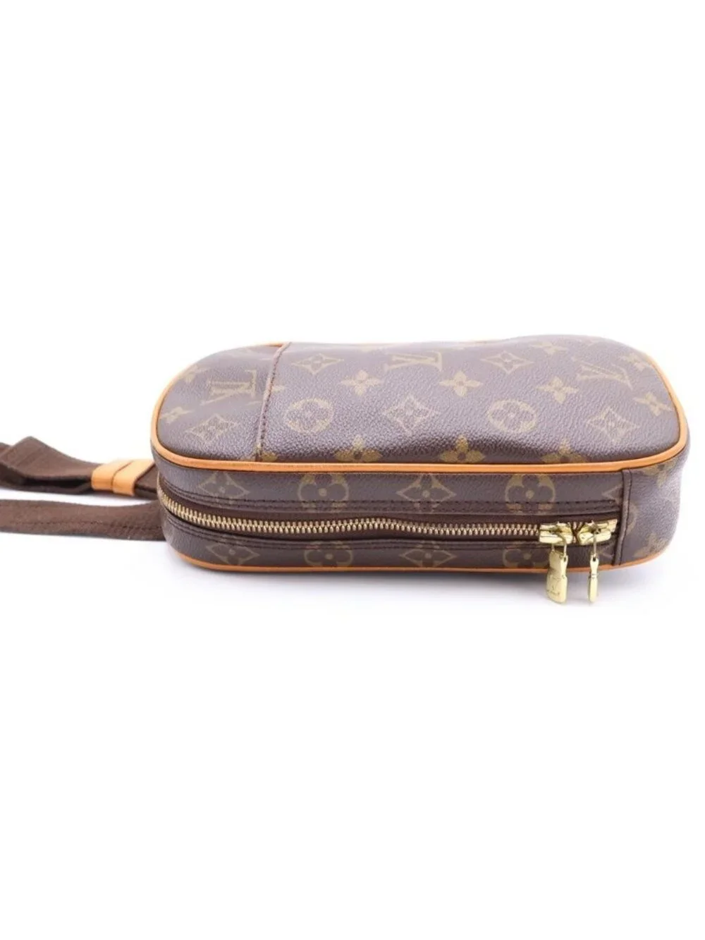 Louis Vuitton Pochette Gange Monogram Leather Shoulder Bag Brown